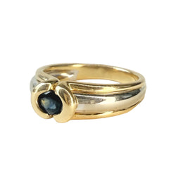 Bague Jonc en or blanc, or jaune et saphir