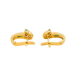 Boucles d'oreilles  Dormeuses Or jaune  Emeraude