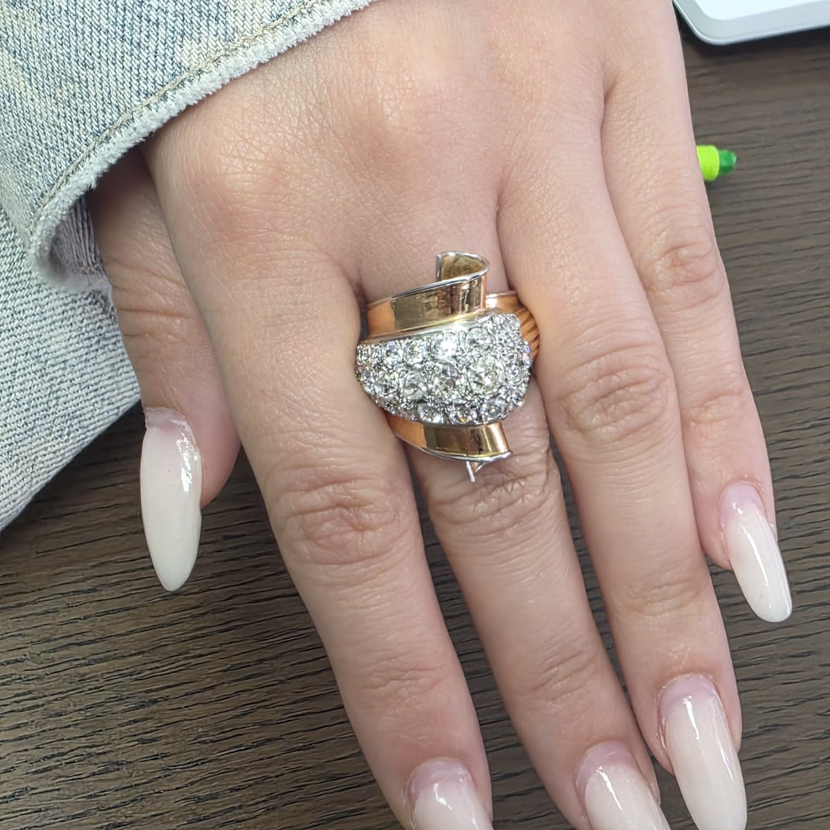 Bague en or jaune et diamants