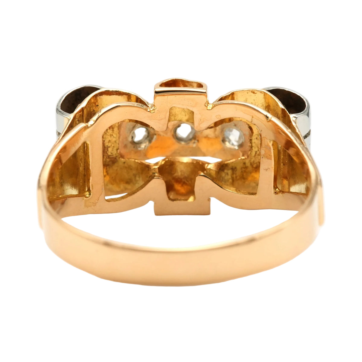 Bague Tank en or blanc, or jaune et diamants