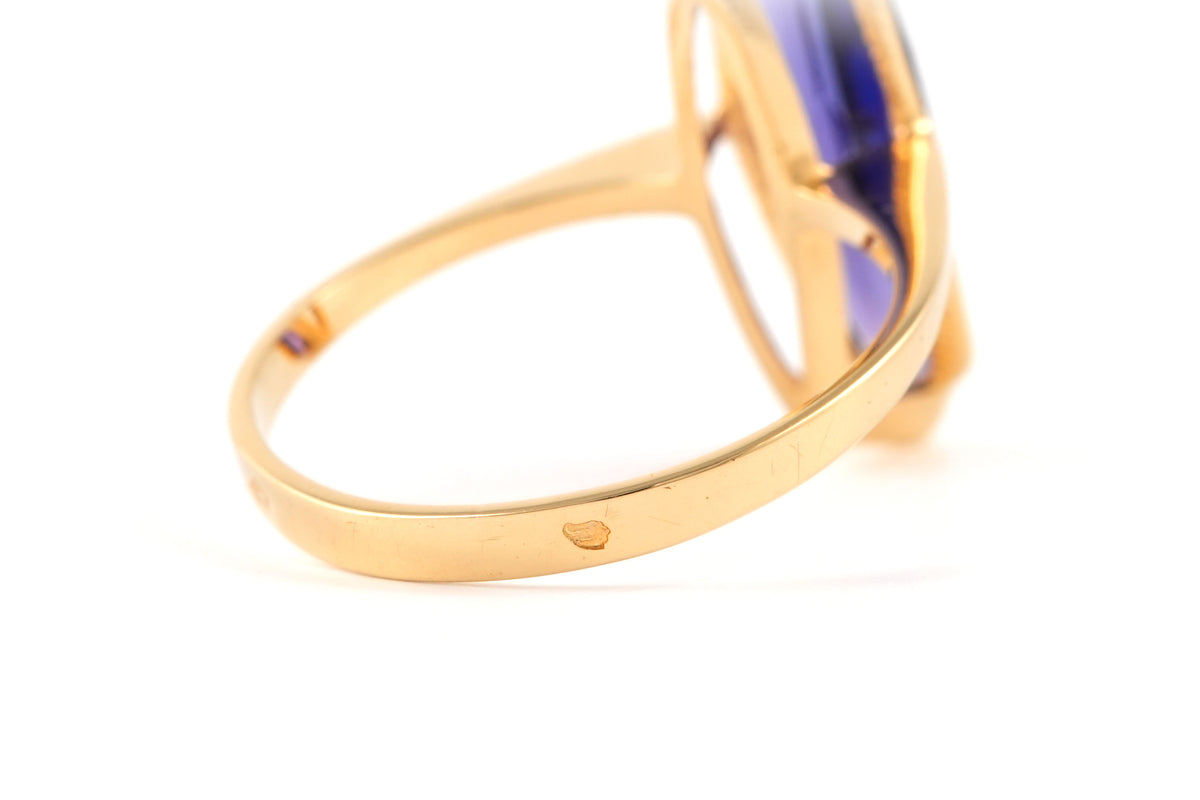 Bague Solitaire en or jaune et améthyste