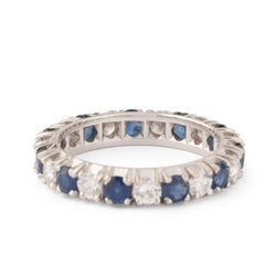 Alliance américaine en or gris,diamant et saphir . - Castafiore