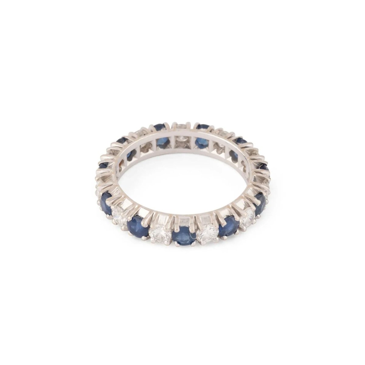 Alliance américaine en or gris,diamant et saphir . - Castafiore