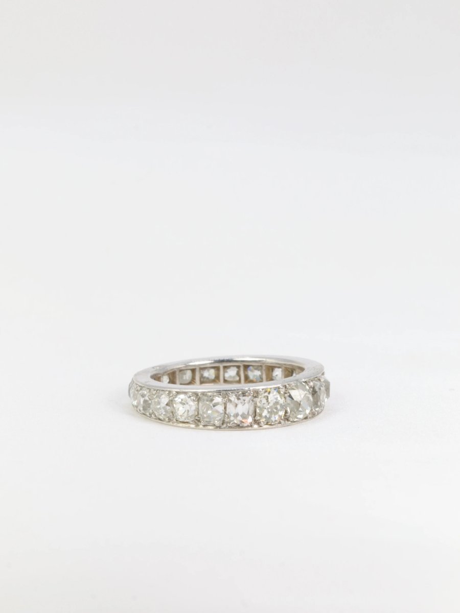 Alliance Belle Epoque platine diamants taille ancienne 5ct - Castafiore