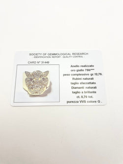 Anello oro 18KT con rubini naturali e diamanti naturali ct 0.70 VVS G - Castafiore