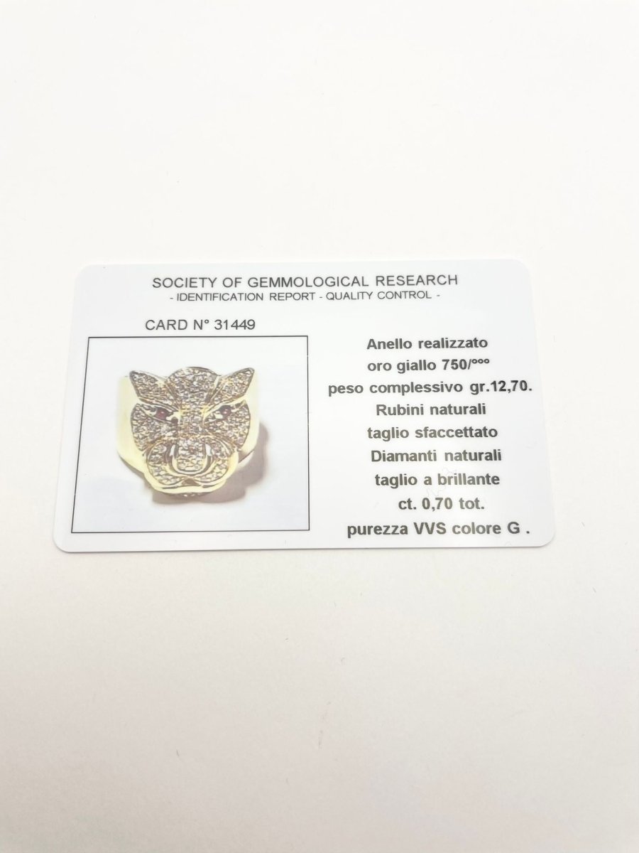 Anello oro 18KT con rubini naturali e diamanti naturali ct 0.70 VVS G - Castafiore