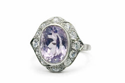 ANILLO EN PLATINO CON DIAMANTES Y KUNZITA - Castafiore