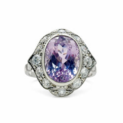 ANILLO EN PLATINO CON DIAMANTES Y KUNZITA - Castafiore