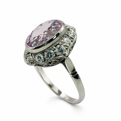 ANILLO EN PLATINO CON DIAMANTES Y KUNZITA - Castafiore