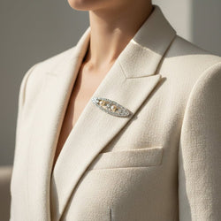 Art Déco - Broche Or blanc - Diamants et perles de culture - Castafiore