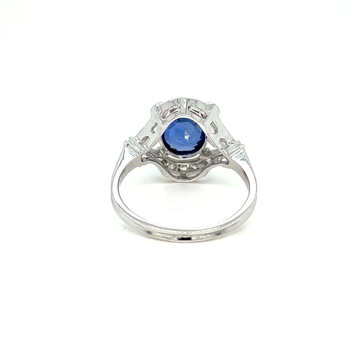 Art Deco Certified No Heat Burma Sapphire Diamond Gold Ring - Castafiore