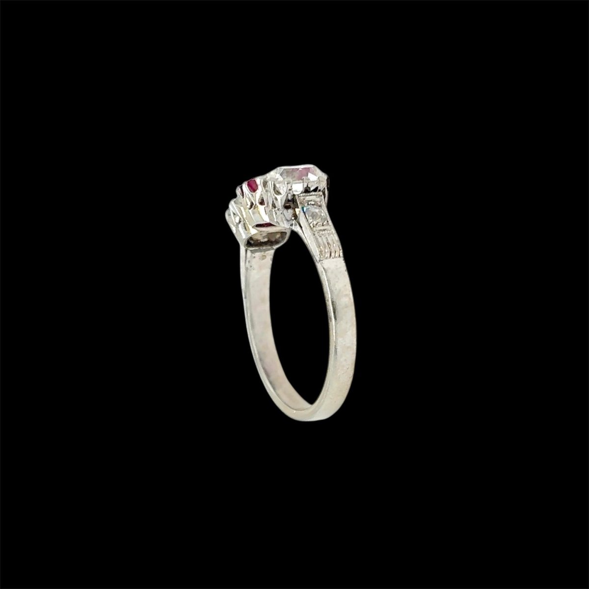 Art Deco Certified Unheated Burmese Ruby Diamond Gold Ring - Castafiore