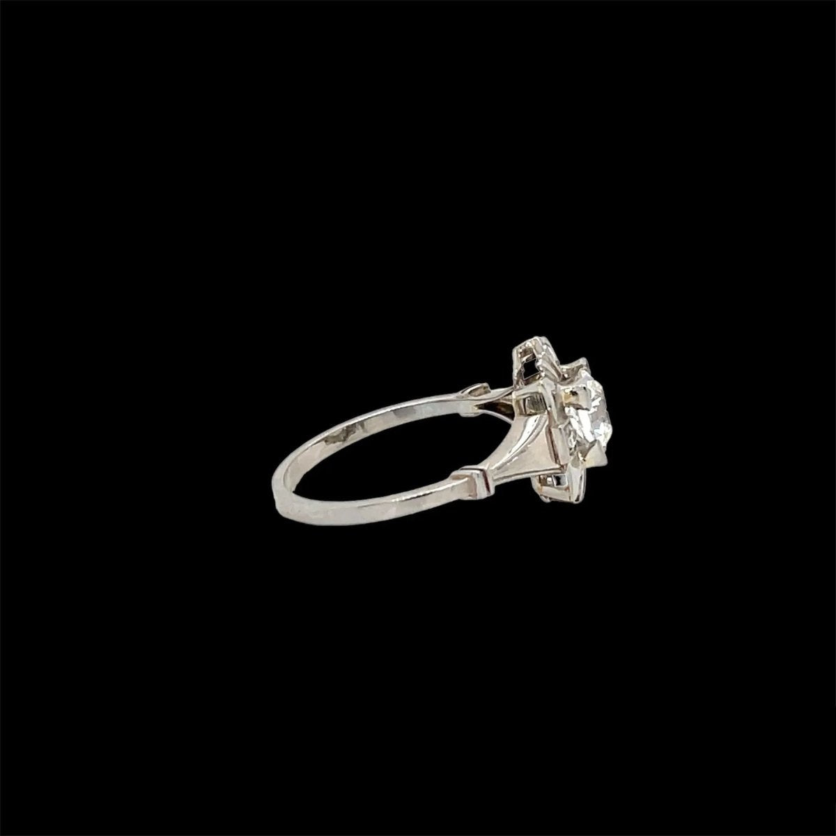 Art Deco Diamond Plaque Filigree Engagement Ring - Castafiore