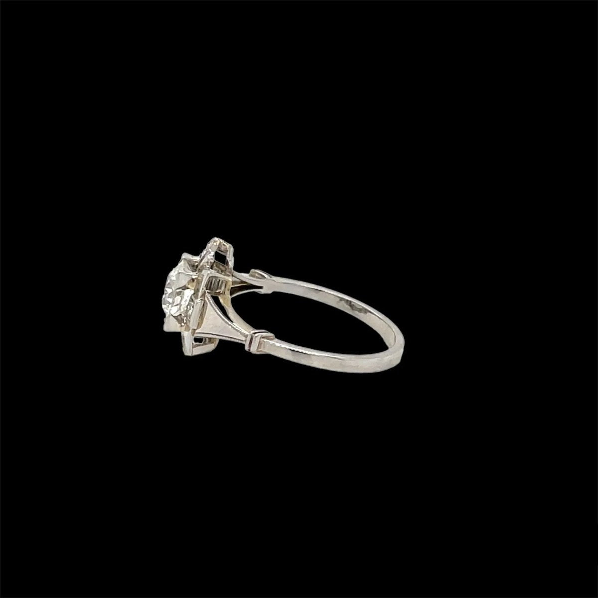 Art Deco Diamond Plaque Filigree Engagement Ring - Castafiore