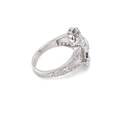 Art Deco Diamond Sapphire Cocktail Ring - Castafiore