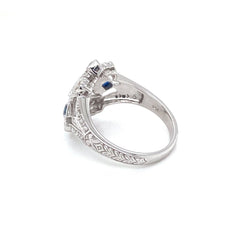 Art Deco Diamond Sapphire Cocktail Ring - Castafiore