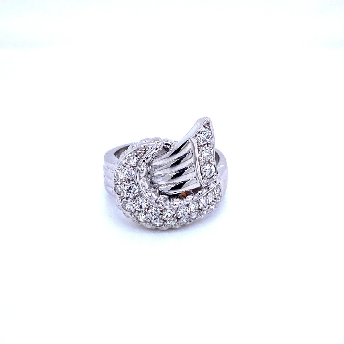Art Deco Style Diamond Gold Bow Ring - Castafiore