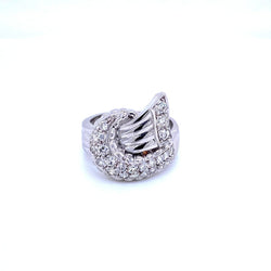Art Deco Style Diamond Gold Bow Ring - Castafiore