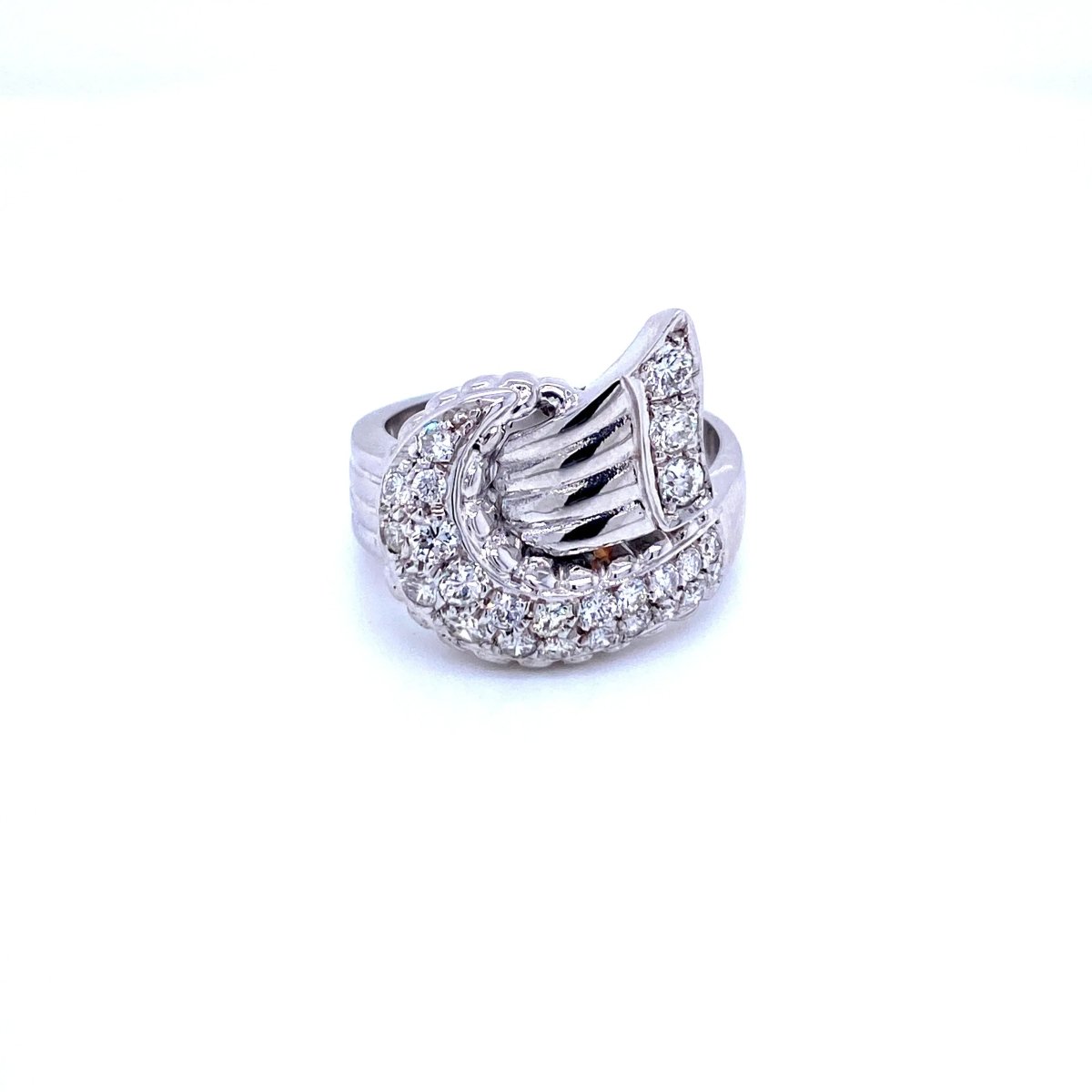 Art Deco Style Diamond Gold Bow Ring - Castafiore
