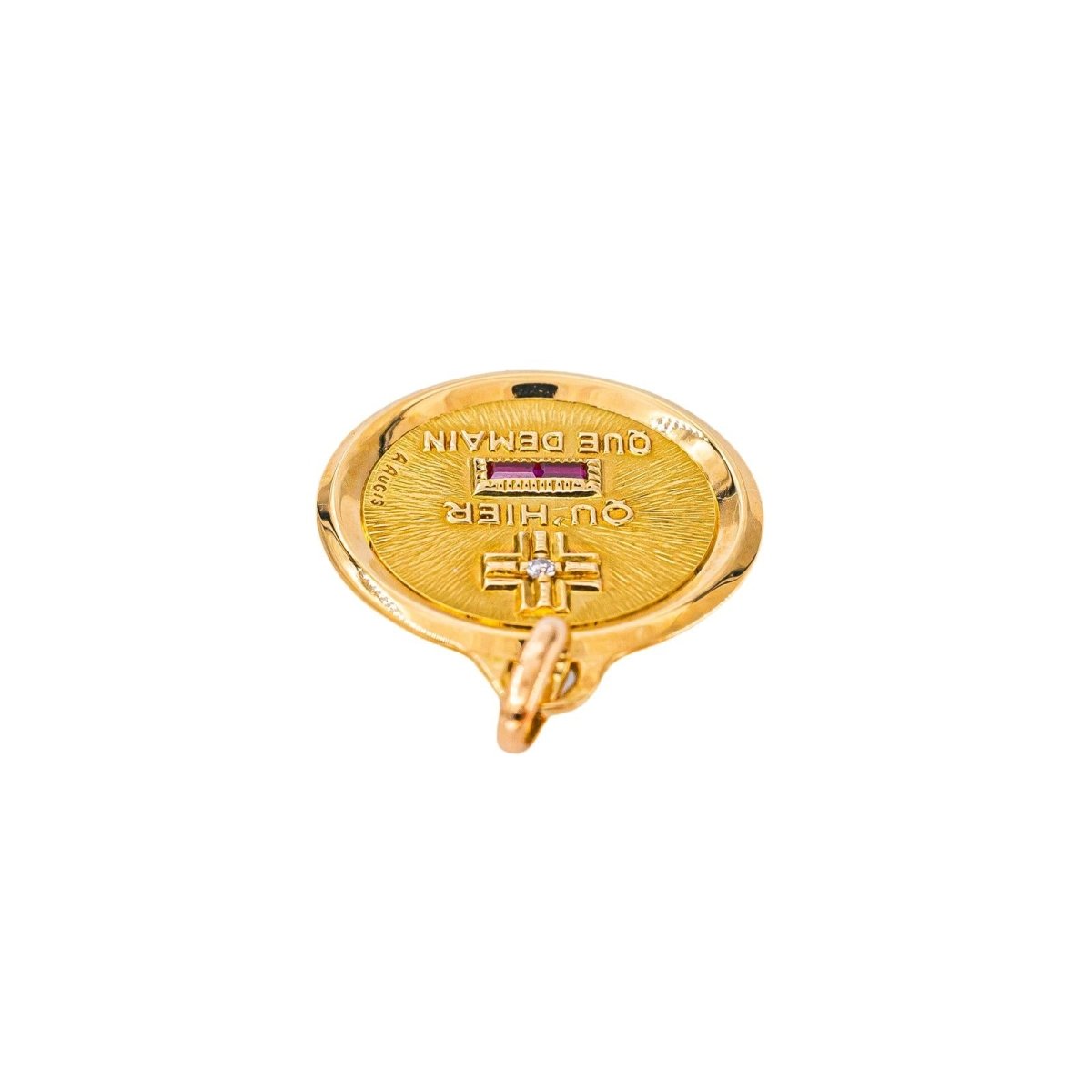 Augis Pendentif Médaille d'amour Or jaune Rubis - Castafiore