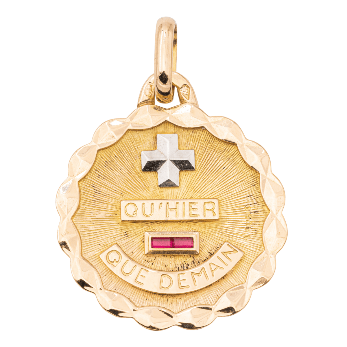 Augis Pendentif Médaille Médaille d'amour Or jaune Rubis - Castafiore