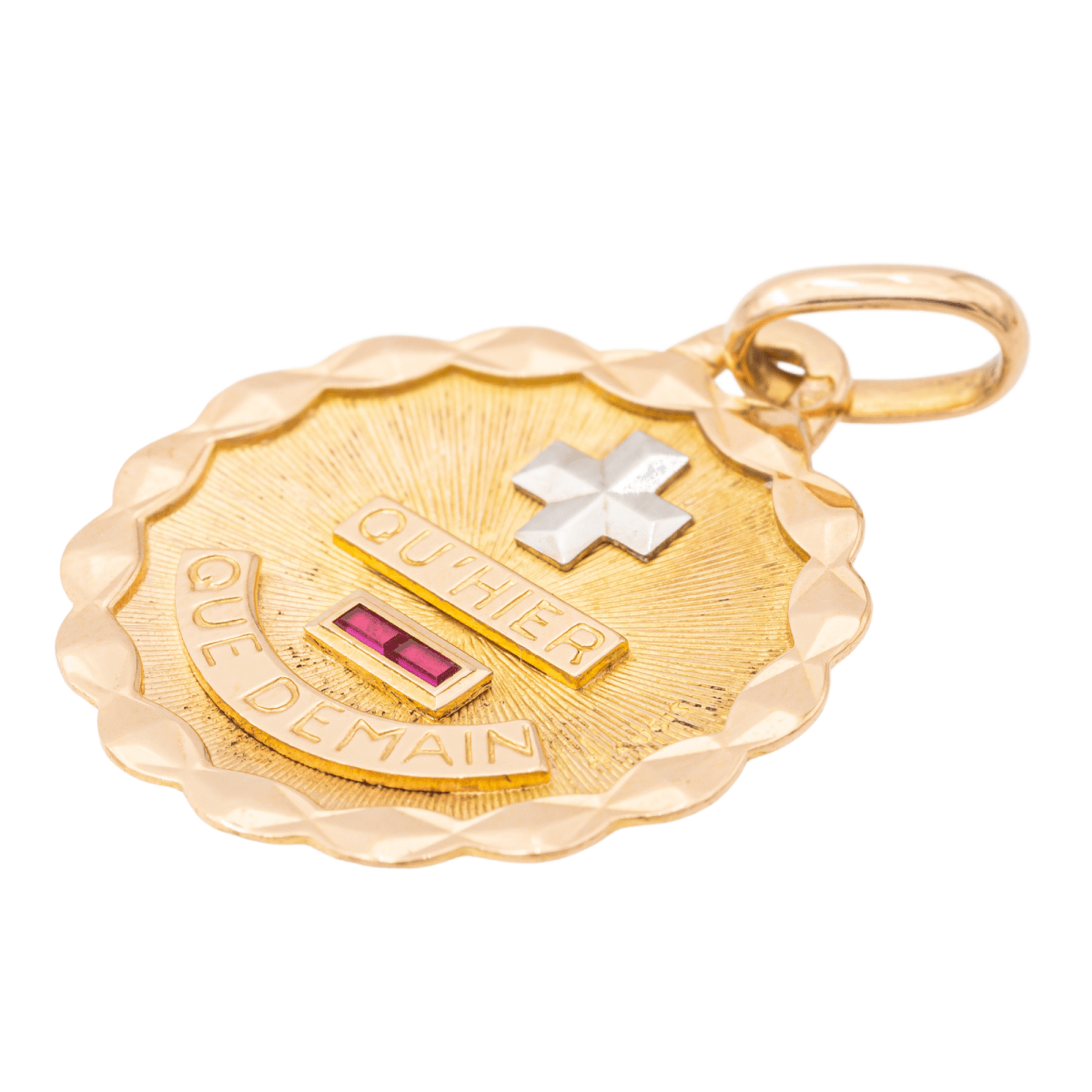 Augis Pendentif Médaille Médaille d'amour Or jaune Rubis - Castafiore