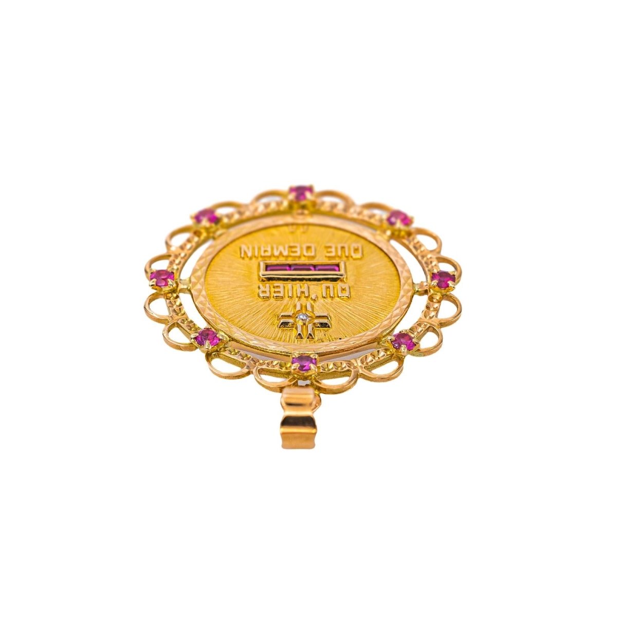 Augis Pendentif Médaille Médaille d'amour Or jaune Rubis - Castafiore