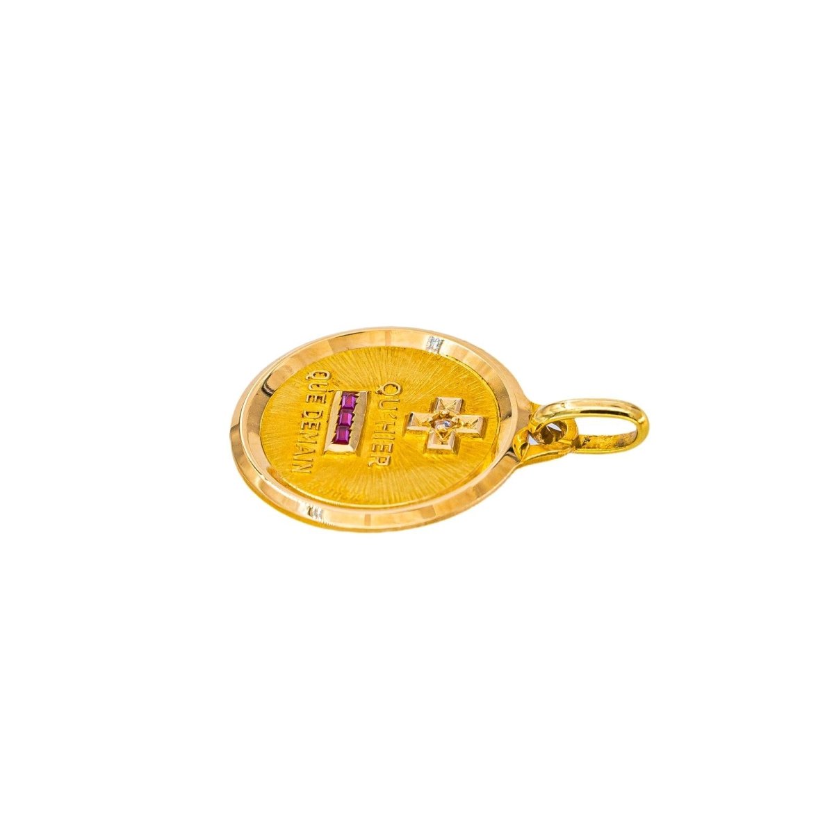 Augis Pendentif Religieux Médaille d'amour Or jaune Diamant - Castafiore