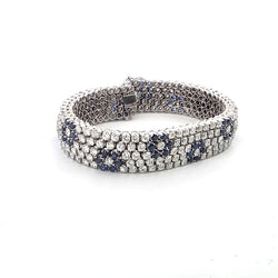 Bracelet Souple en or blanc, saphirs et diamants