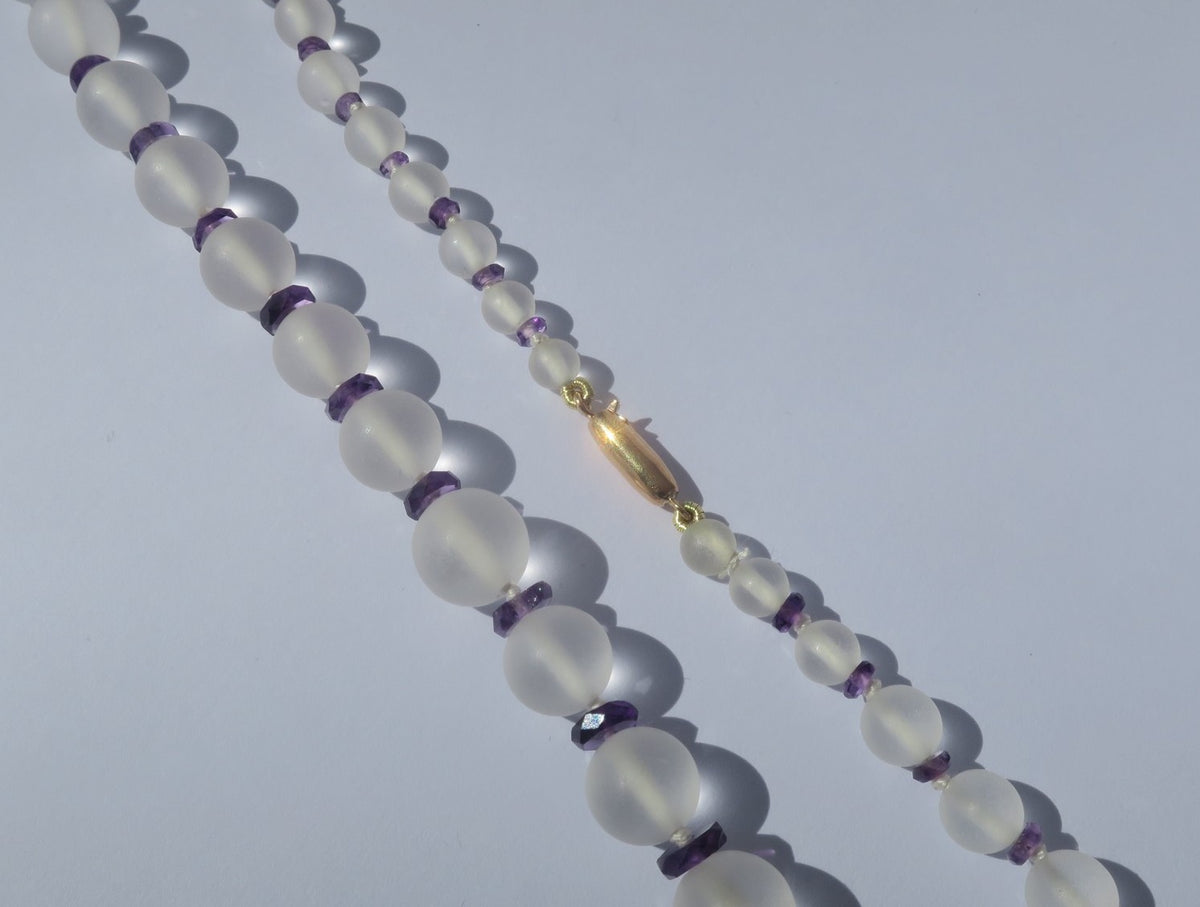 Collier Art Déco en cristal de roche et améthyste