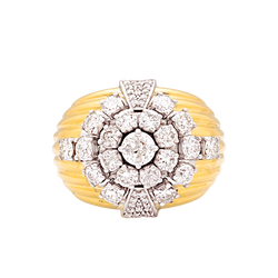 Bague Dôme en or blanc, or jaune et diamants