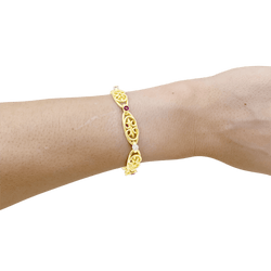 Bracelet Maille en or jaune, platine, rubis et diamants