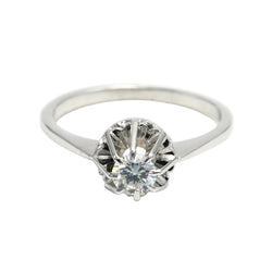 Bague Solitaire en or blanc et zirconium