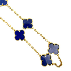 Collier Sautoir VAN CLEEF & ARPELS Vintage Alhambra en or jaune et lapis-lazuli
