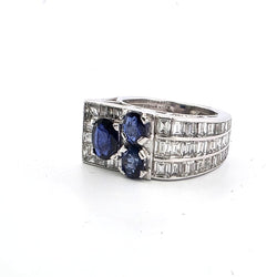 Bague Tank en or blanc, saphirs et diamants