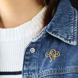 Broche Pendentif en or jaune, perle et diamants