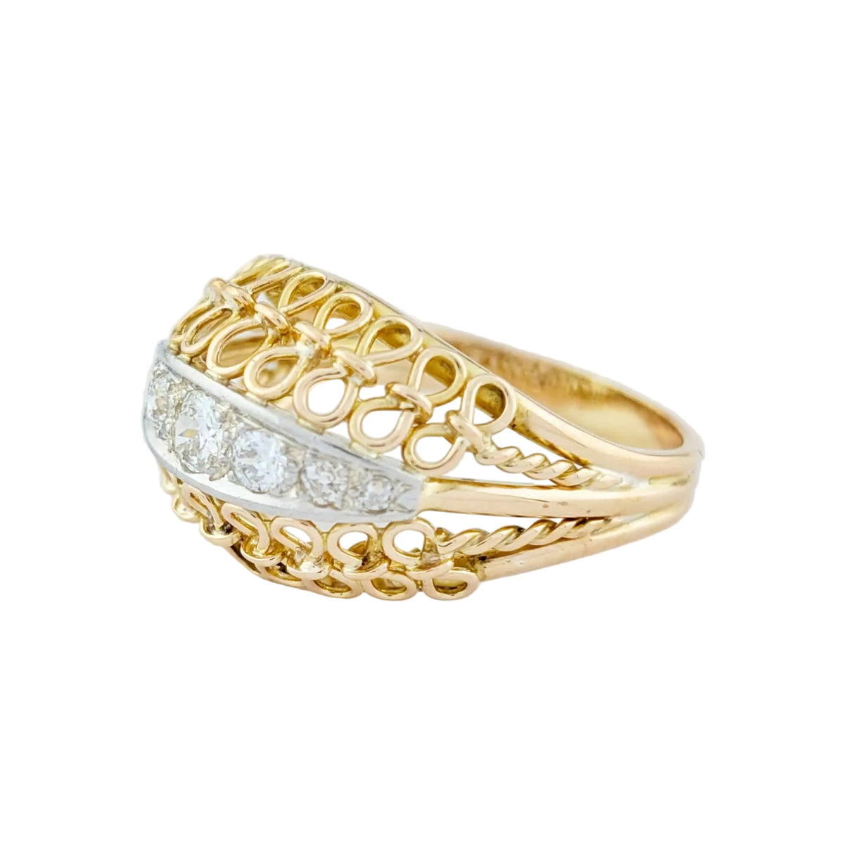 Bague Dôme en or jaune et diamants