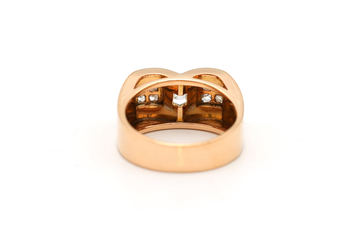 Bague Tank en or blanc, or jaune et diamants