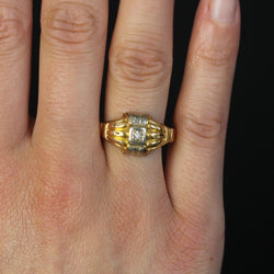 Bague 2 ors diamant motifs géométriques - Castafiore