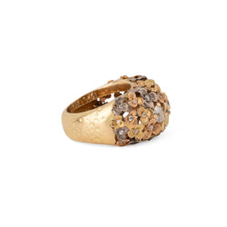 Bague 3 ors ornée de décor floral intercalée de diamant - Castafiore