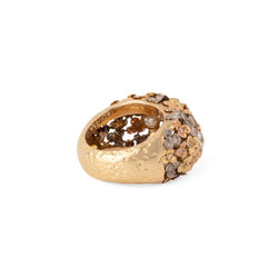 Bague 3 ors ornée de décor floral intercalée de diamant - Castafiore