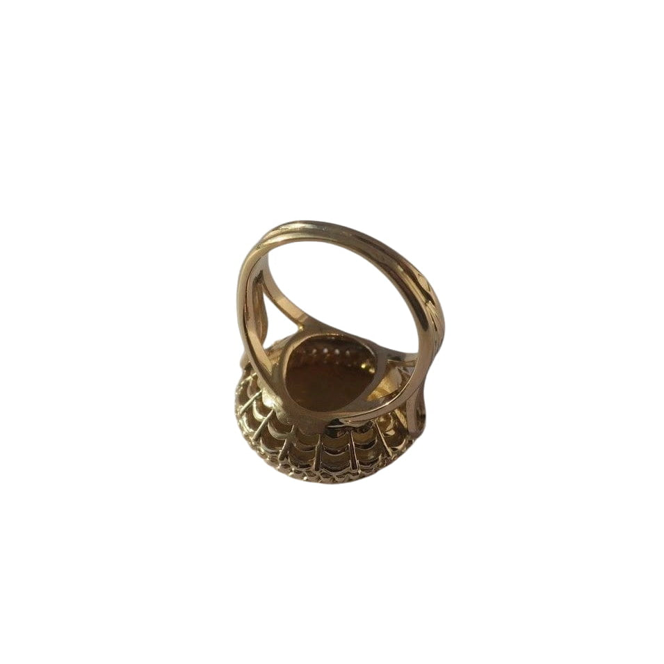 Bague A. AUGIS chevalière médaille d'amour en or jaune et diamant - Castafiore