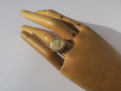 Bague A. AUGIS chevalière médaille d'amour en or jaune et diamant - Castafiore