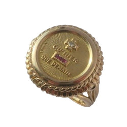 Bague A. AUGIS chevalière médaille d'amour en or jaune et diamant - Castafiore