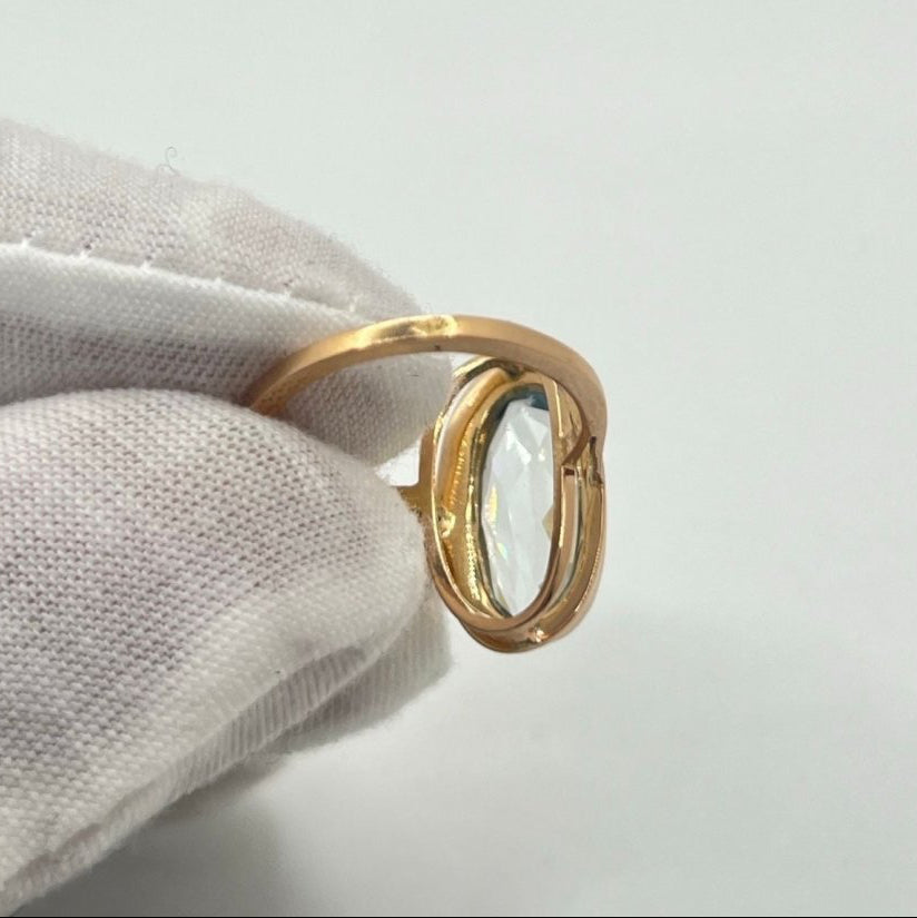 Bague Aigue - marine en or rose - Castafiore