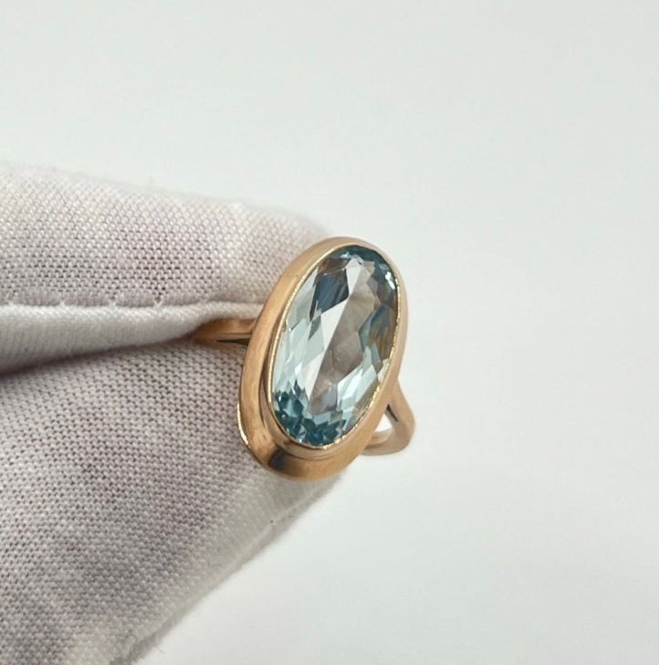 Bague Aigue - marine en or rose - Castafiore