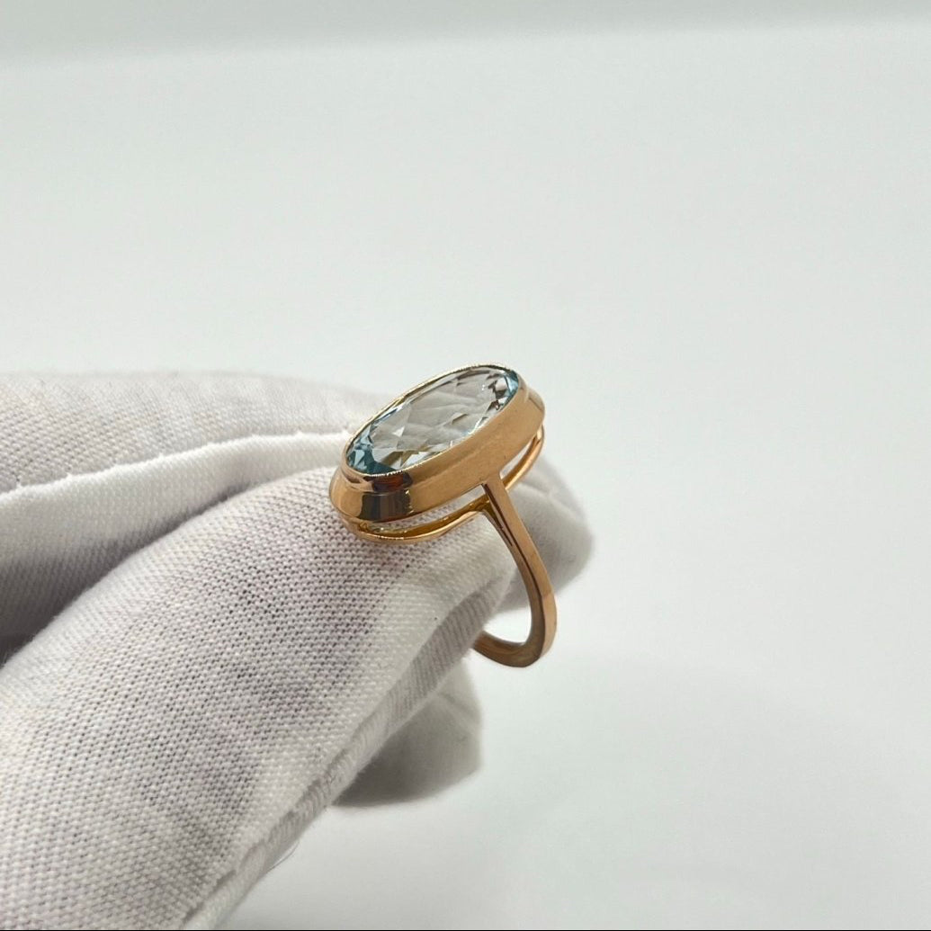 Bague Aigue - marine en or rose - Castafiore