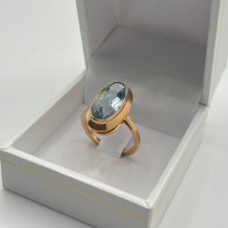 Bague Aigue - marine en or rose - Castafiore