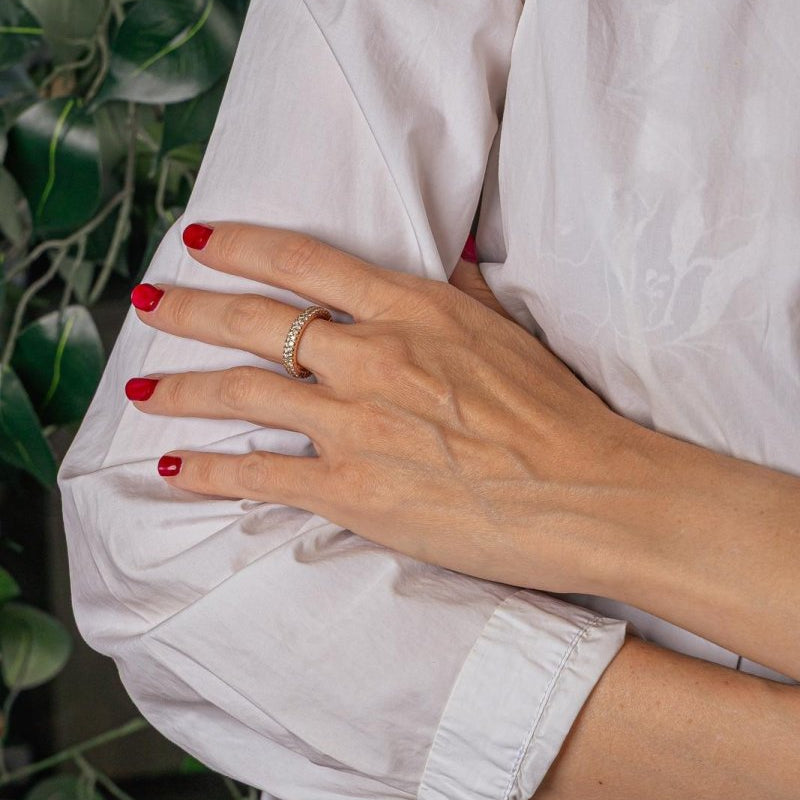 Bague Alliance américaine Or Rose Diamant - Castafiore