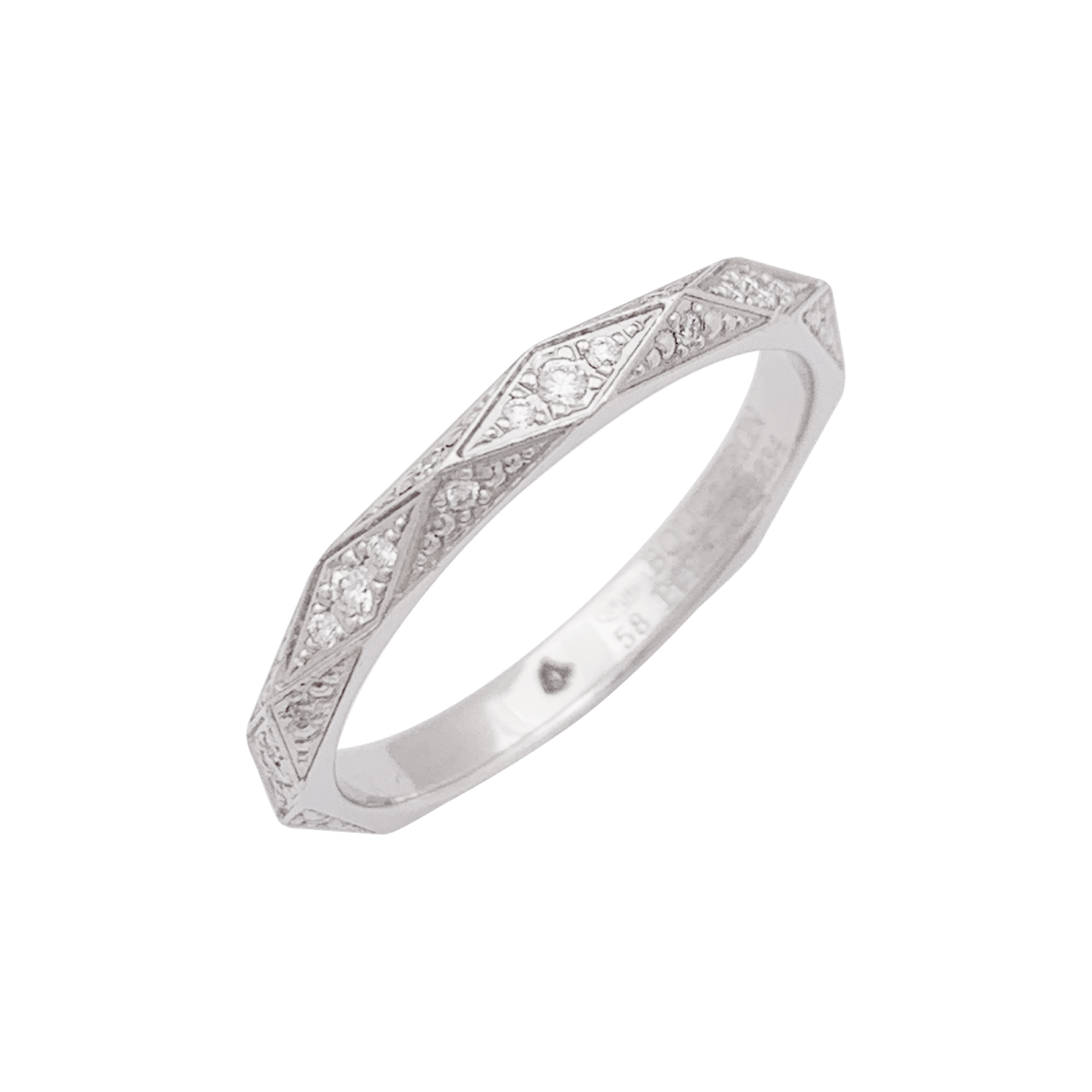 Bague Alliance BOUCHERON "Facette" en platine, diamants. - Castafiore